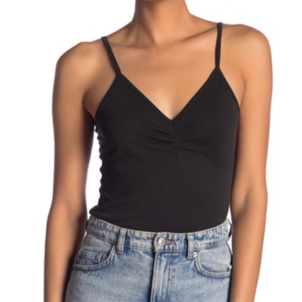 Project Social T Black Ruched Cami Tank Top